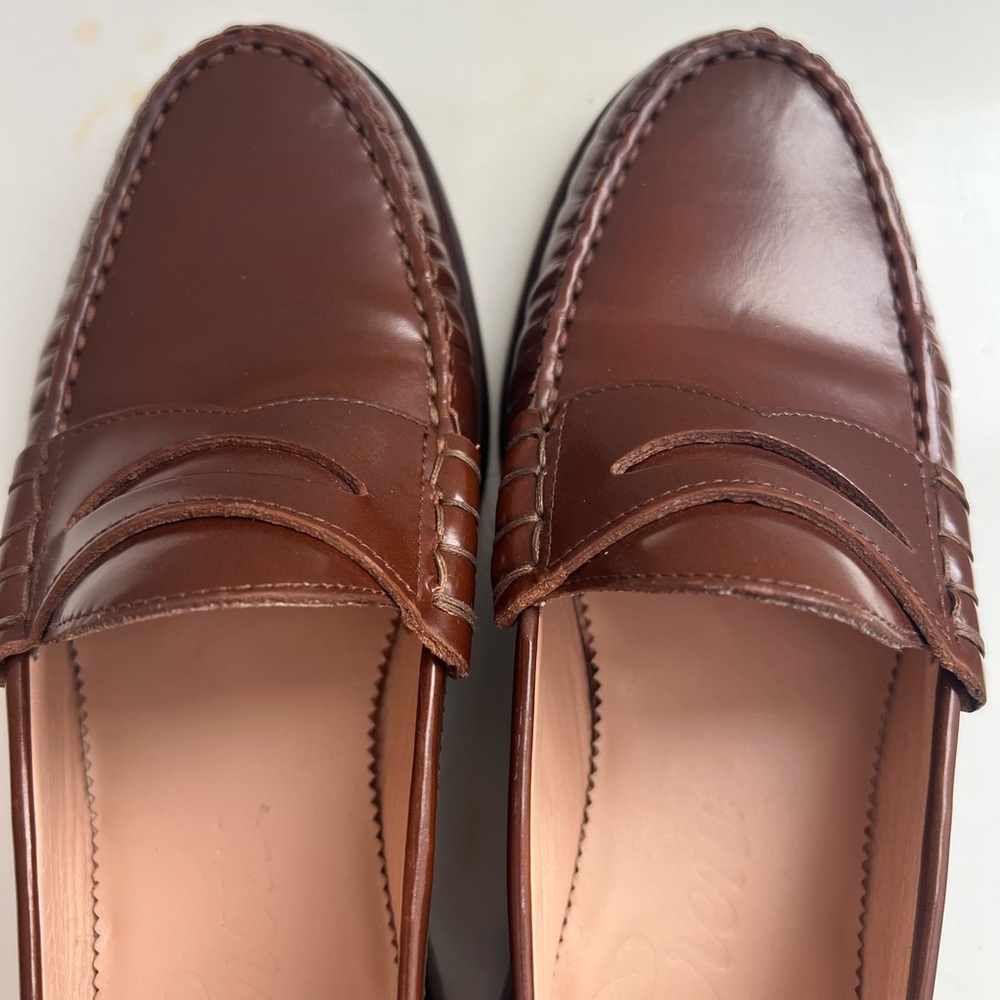J. Crew Winona Penny Loafers Brown Leather